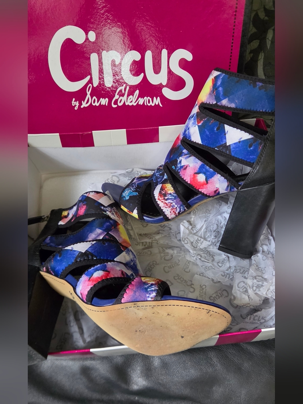 Circus by Sam Edelman Multicolor Strappy Block Heel Sandals Sz8.5 - Picture 2 of 10